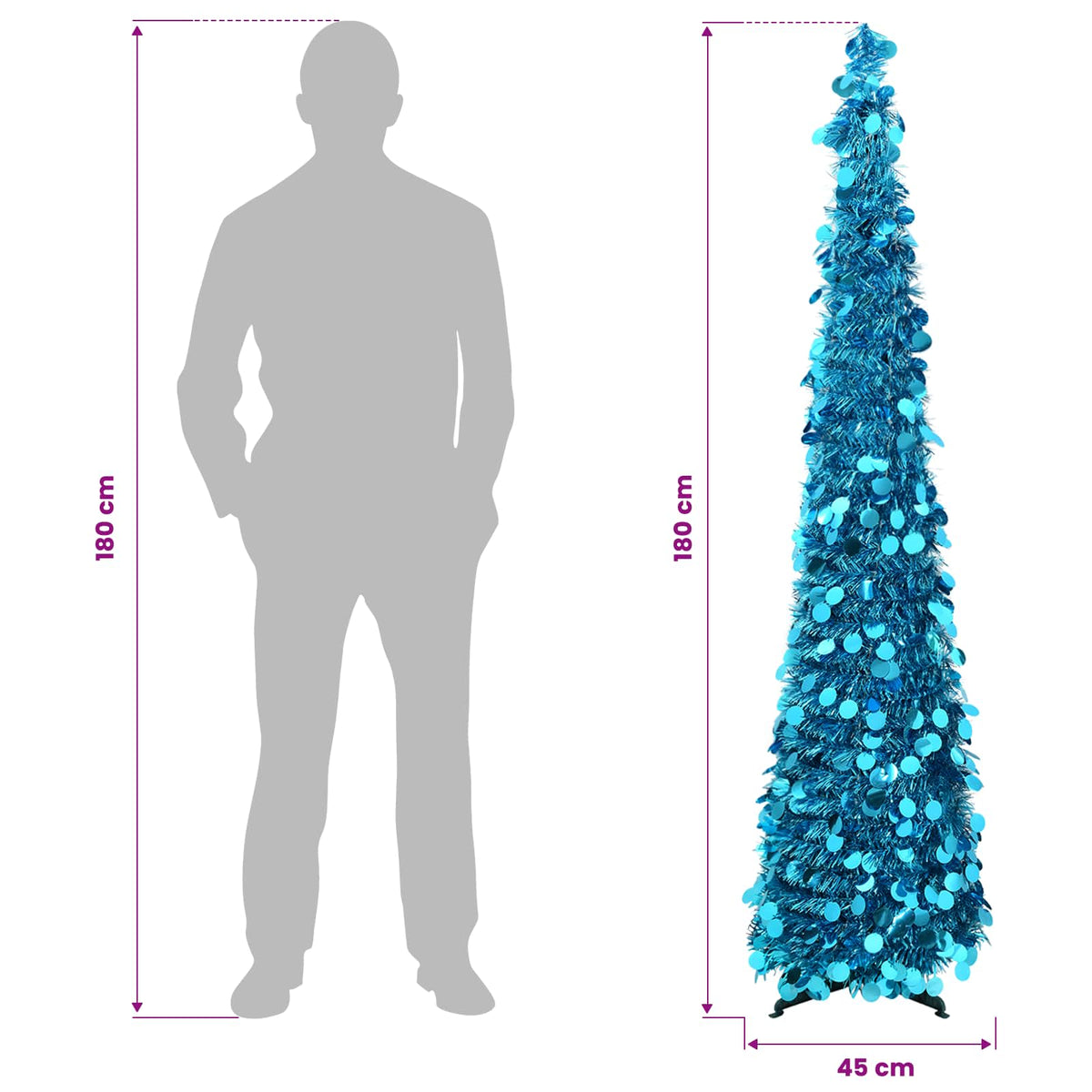vidaXL Pop Up Christmas Tree 180 cm PET Blue