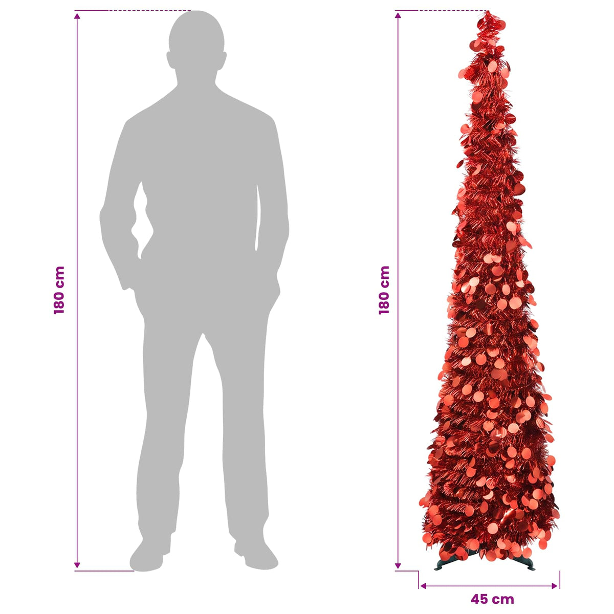 vidaXL Pop Up Christmas Tree 180 cm PET Red