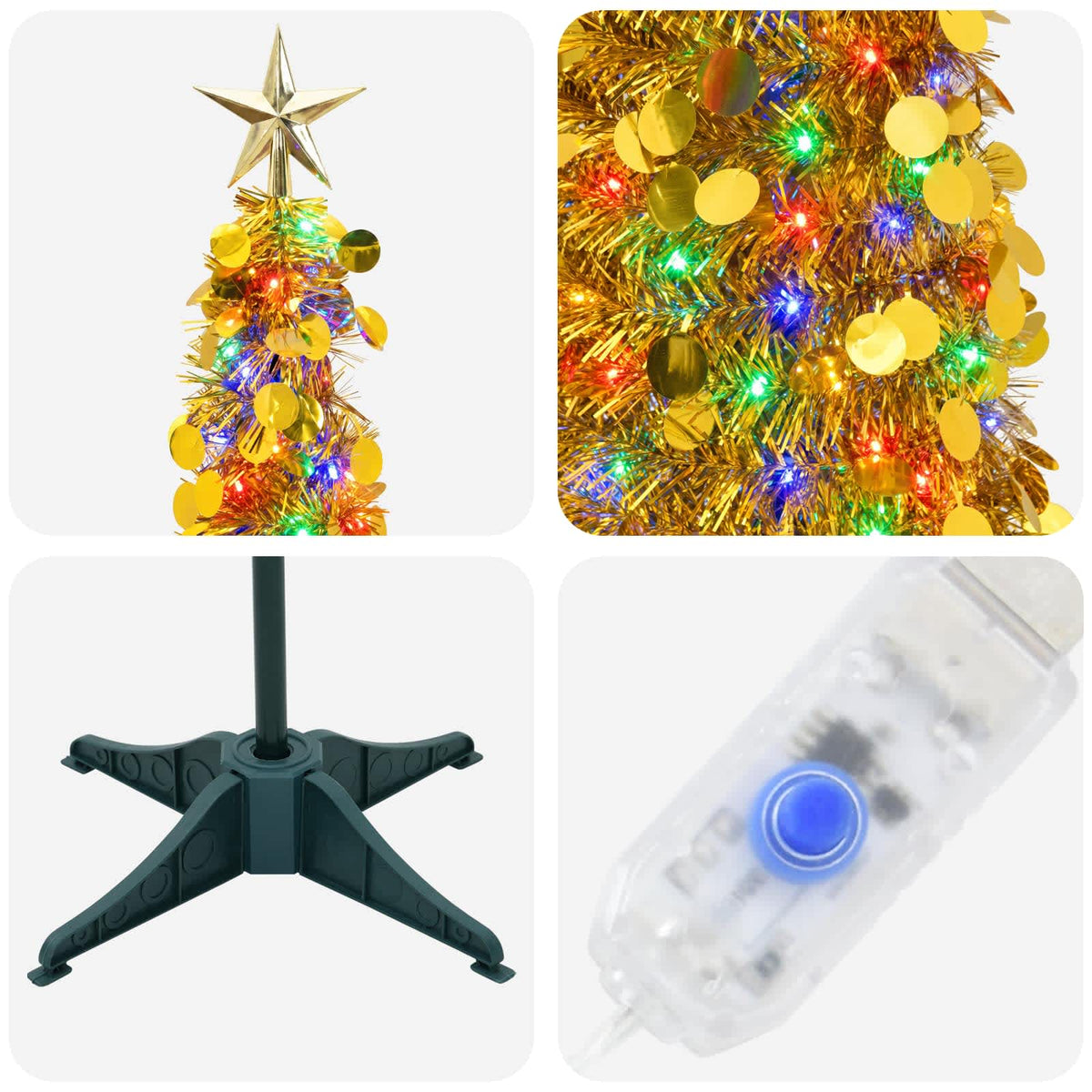 vidaXL Pop Up LED Christmas Tree with Star Topper 120 cm 50 LEDs PET