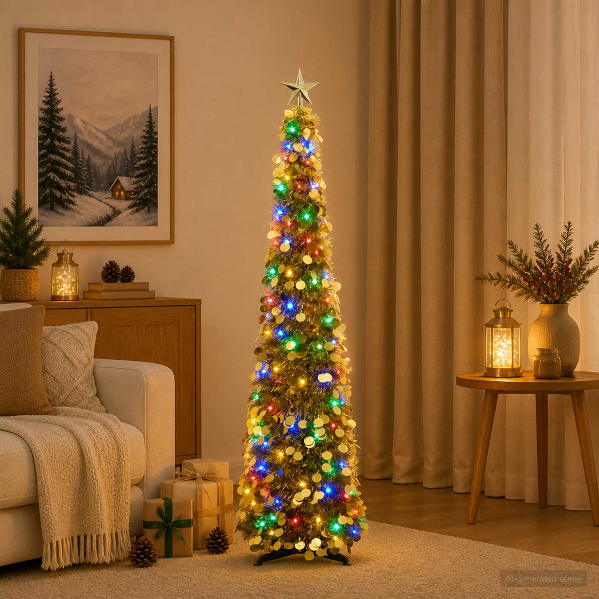 vidaXL Pop Up LED Christmas Tree with Star Topper 120 cm 50 LEDs PET
