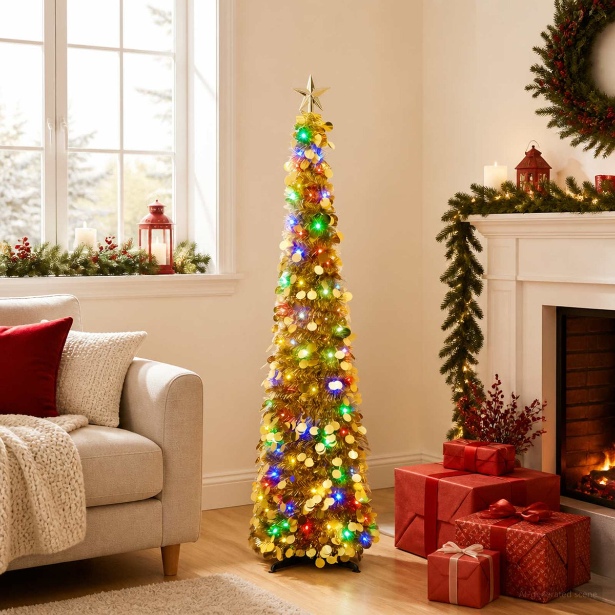 vidaXL Pop Up LED Christmas Tree with Star Topper 120 cm 50 LEDs PET