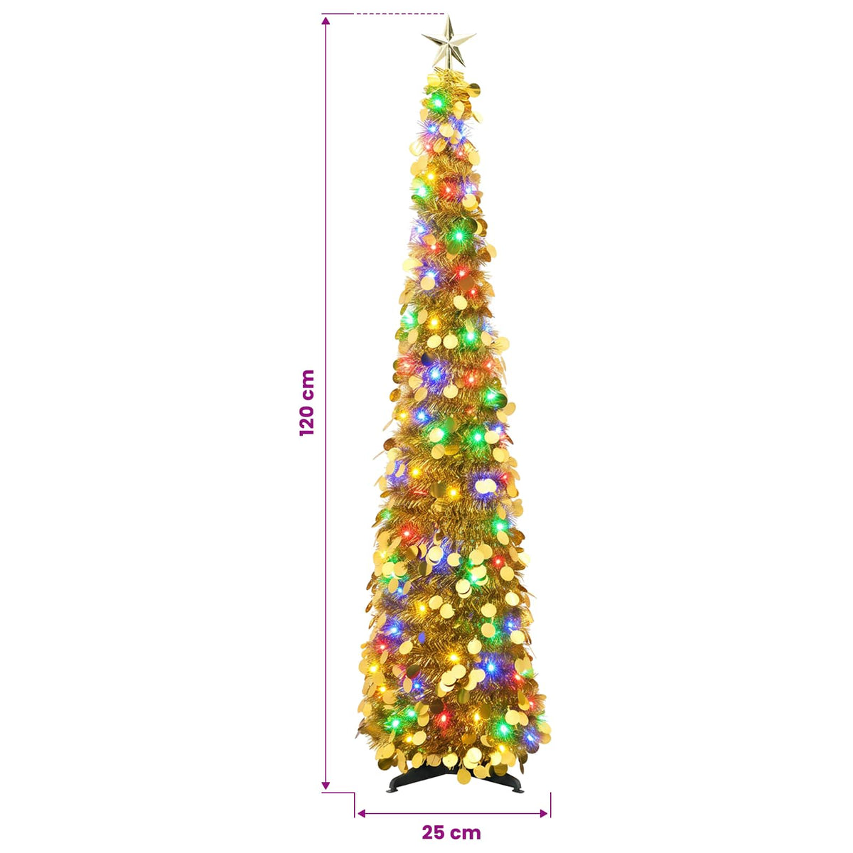 vidaXL Pop Up LED Christmas Tree with Star Topper 120 cm 50 LEDs PET