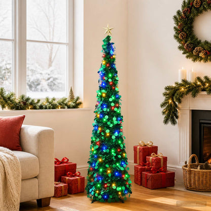 vidaXL Pop Up LED Christmas Tree with Star Topper 120 cm 50 LEDs PET