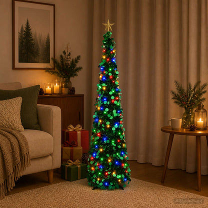 vidaXL Pop Up LED Christmas Tree with Star Topper 150 cm 50 LEDs PET