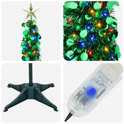 vidaXL Pop Up LED Christmas Tree with Star Topper 180 cm 100 LEDs PET