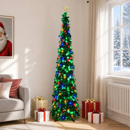 vidaXL Pop Up LED Christmas Tree with Star Topper 180 cm 100 LEDs PET