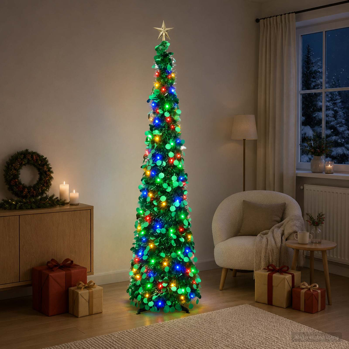 vidaXL Pop Up LED Christmas Tree with Star Topper 180 cm 100 LEDs PET