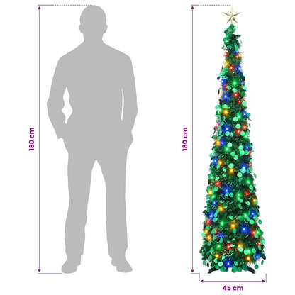 vidaXL Pop Up LED Christmas Tree with Star Topper 180 cm 100 LEDs PET