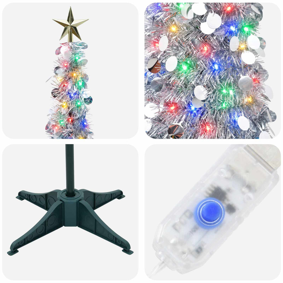 vidaXL Pop Up LED Christmas Tree with Star Topper 120 cm 50 LEDs PET