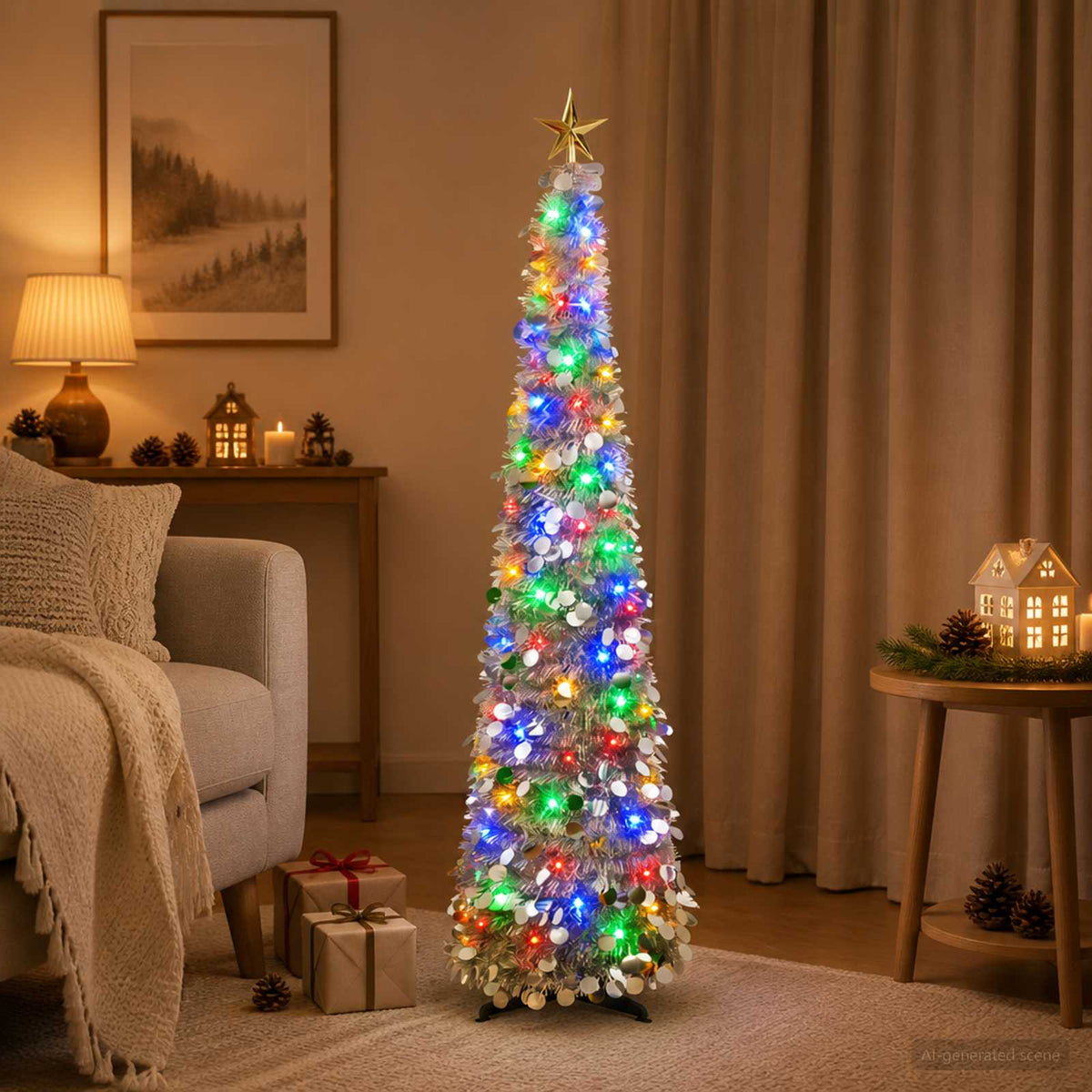 vidaXL Pop Up LED Christmas Tree with Star Topper 120 cm 50 LEDs PET
