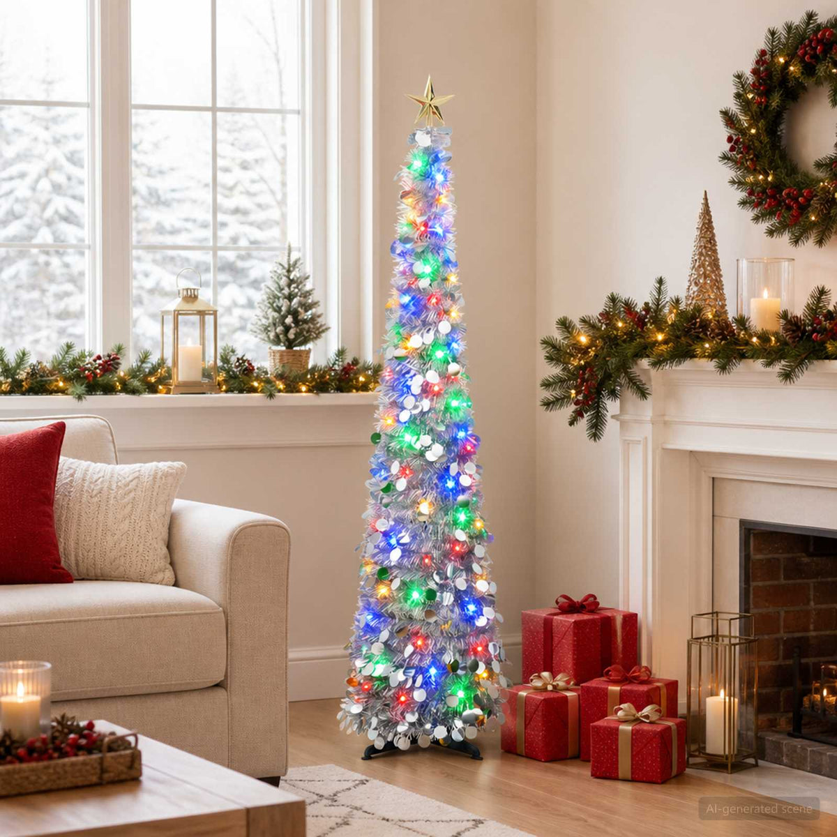 vidaXL Pop Up LED Christmas Tree with Star Topper 120 cm 50 LEDs PET