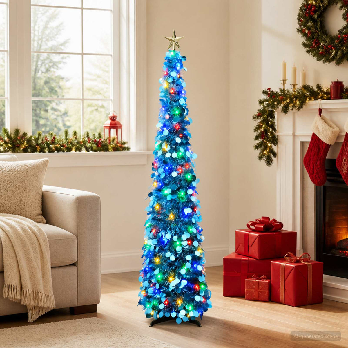 vidaXL Pop Up LED Christmas Tree with Star Topper 150 cm 50 LEDs PET