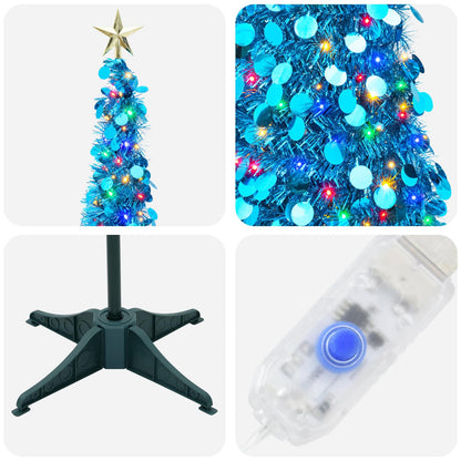 vidaXL Pop Up LED Christmas Tree with Star Topper 180 cm 100 LEDs PET