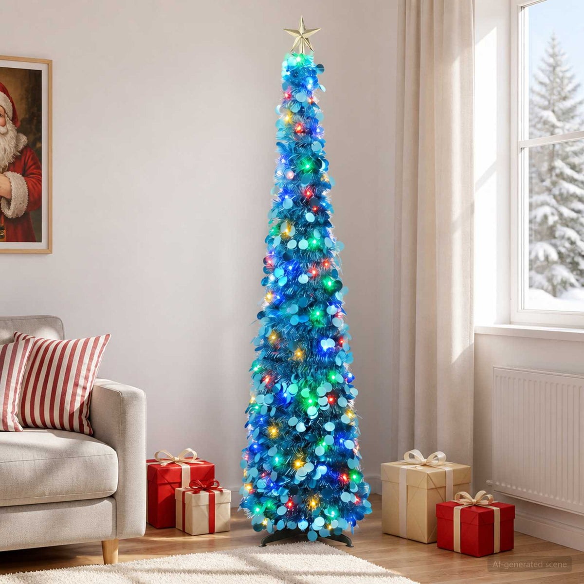 vidaXL Pop Up LED Christmas Tree with Star Topper 180 cm 100 LEDs PET
