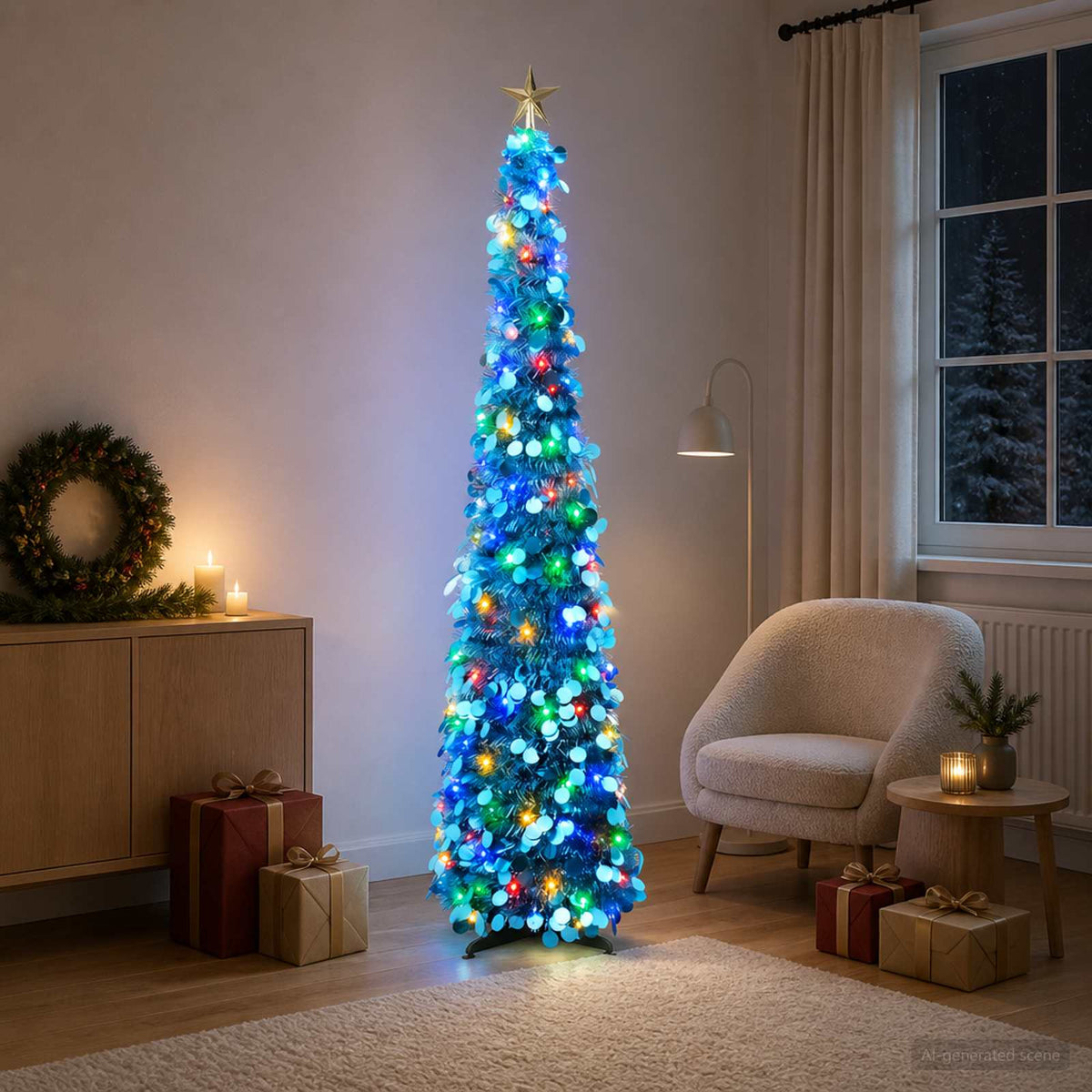 vidaXL Pop Up LED Christmas Tree with Star Topper 180 cm 100 LEDs PET