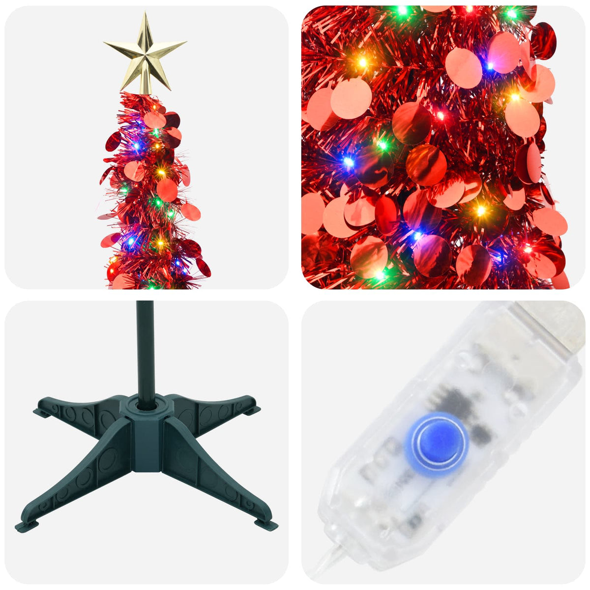 vidaXL Pop Up LED Christmas Tree with Star Topper 120 cm 50 LEDs PET