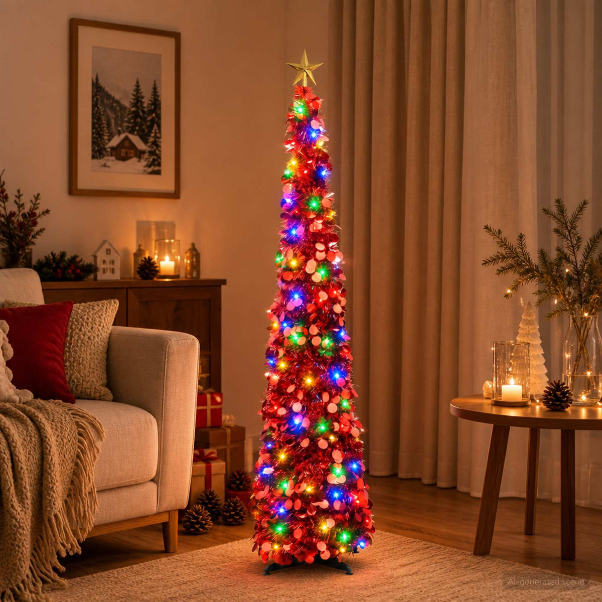 vidaXL Pop Up LED Christmas Tree with Star Topper 150 cm 50 LEDs PET