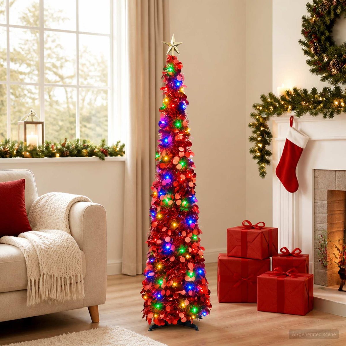 vidaXL Pop Up LED Christmas Tree with Star Topper 150 cm 50 LEDs PET