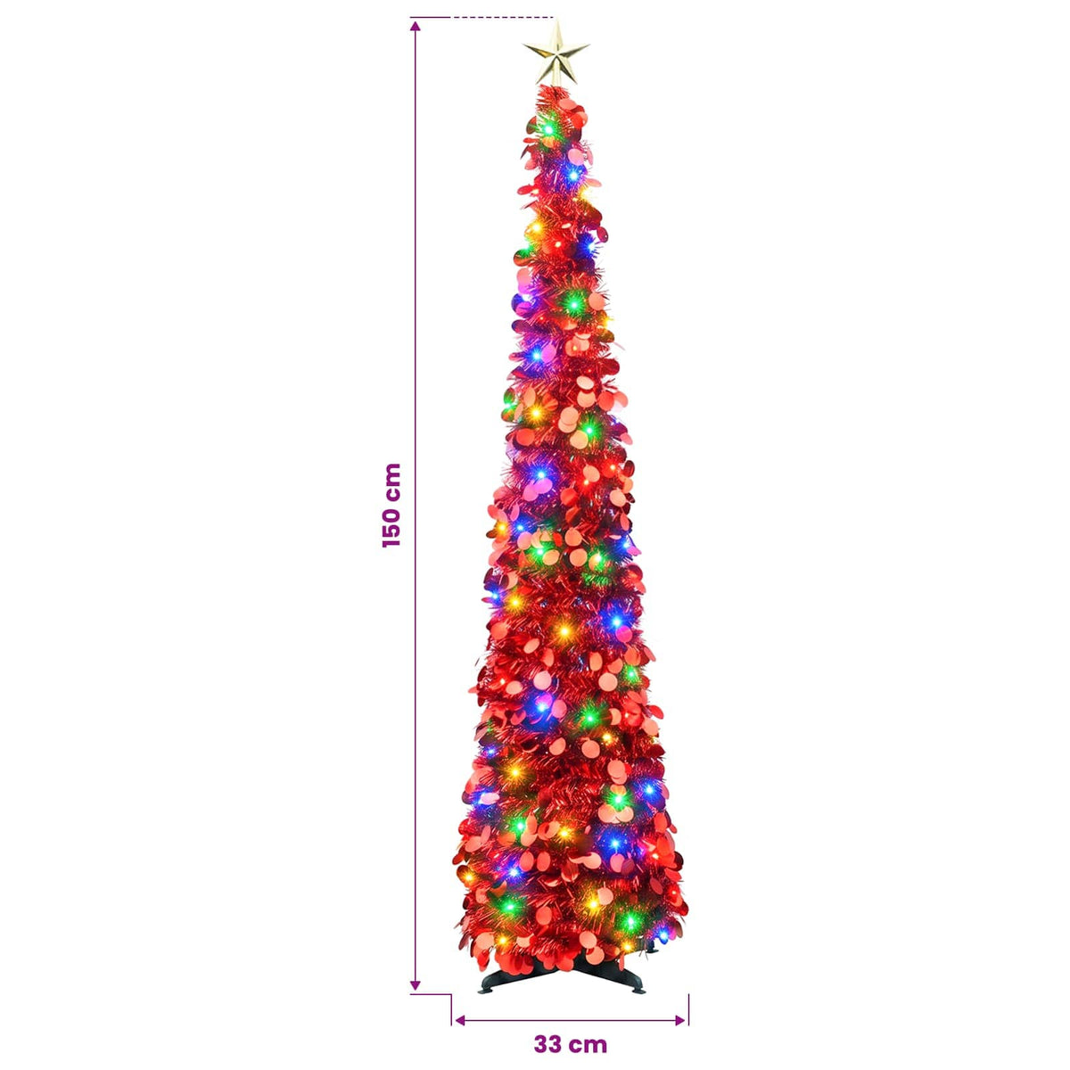 vidaXL Pop Up LED Christmas Tree with Star Topper 150 cm 50 LEDs PET