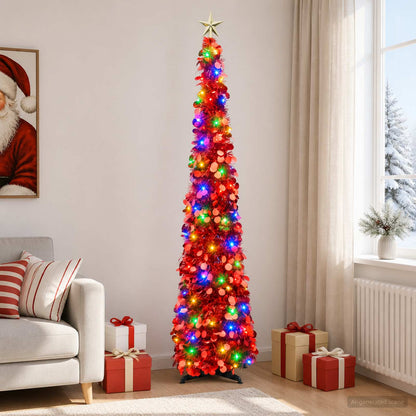 vidaXL Pop Up LED Christmas Tree with Star Topper 180 cm 100 LEDs PET