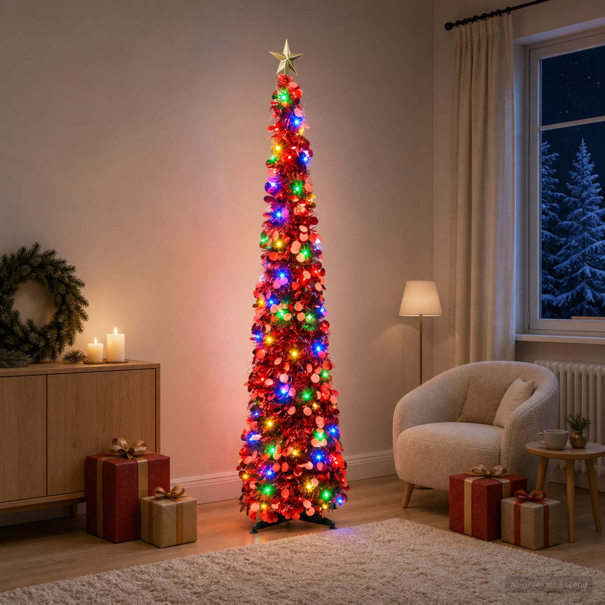 vidaXL Pop Up LED Christmas Tree with Star Topper 180 cm 100 LEDs PET