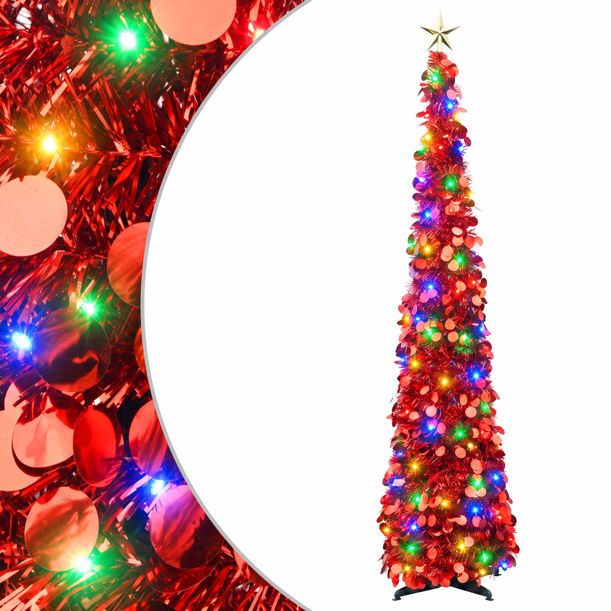vidaXL Pop Up LED Christmas Tree with Star Topper 180 cm 100 LEDs PET