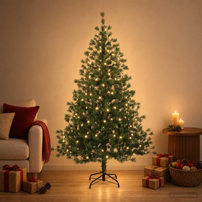 vidaXL Artificial Hinged Christmas Tree 150 cm 150 LEDs Warm White