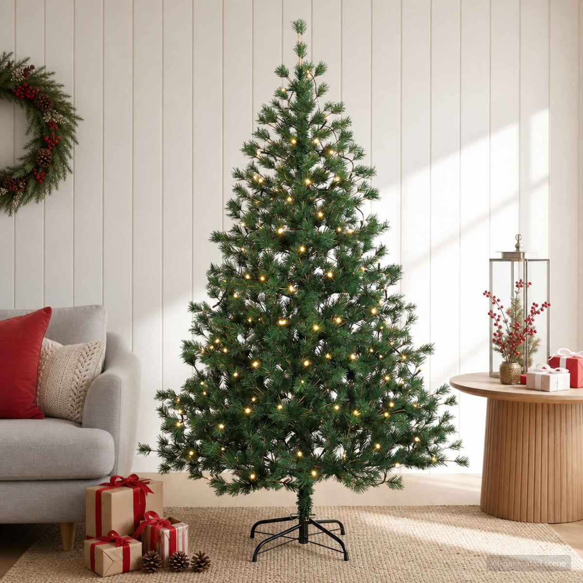 vidaXL Artificial Hinged Christmas Tree 150 cm 150 LEDs Warm White