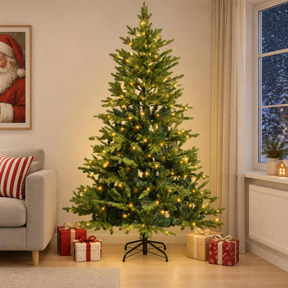 vidaXL Artificial Hinged Christmas Tree 150 cm 150 LEDs Warm White