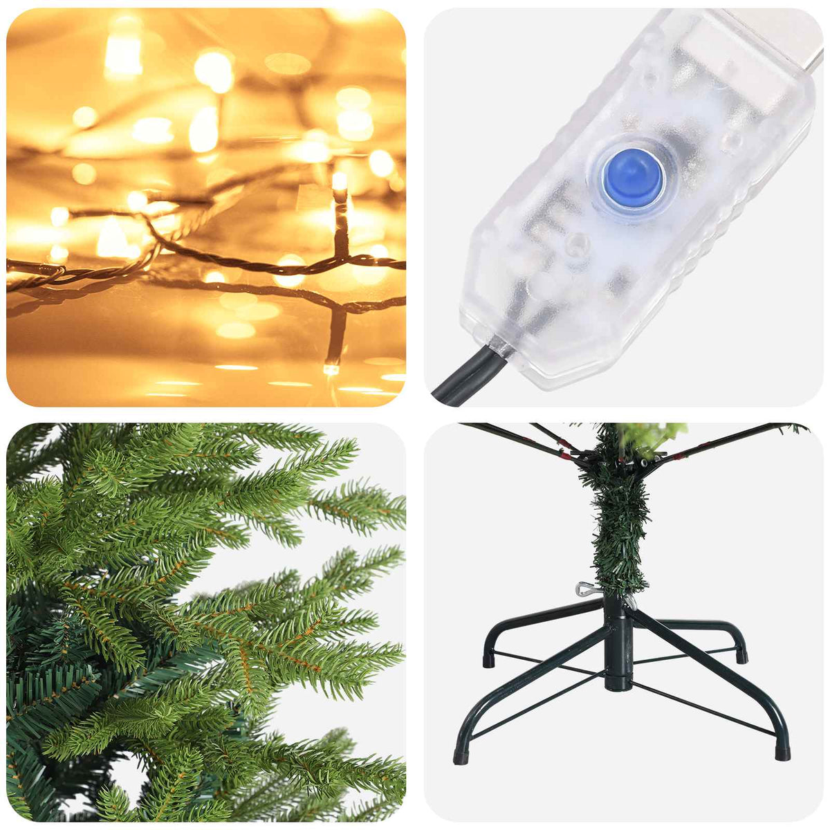 vidaXL Artificial Hinged Christmas Tree 150 cm 150 LEDs Warm White