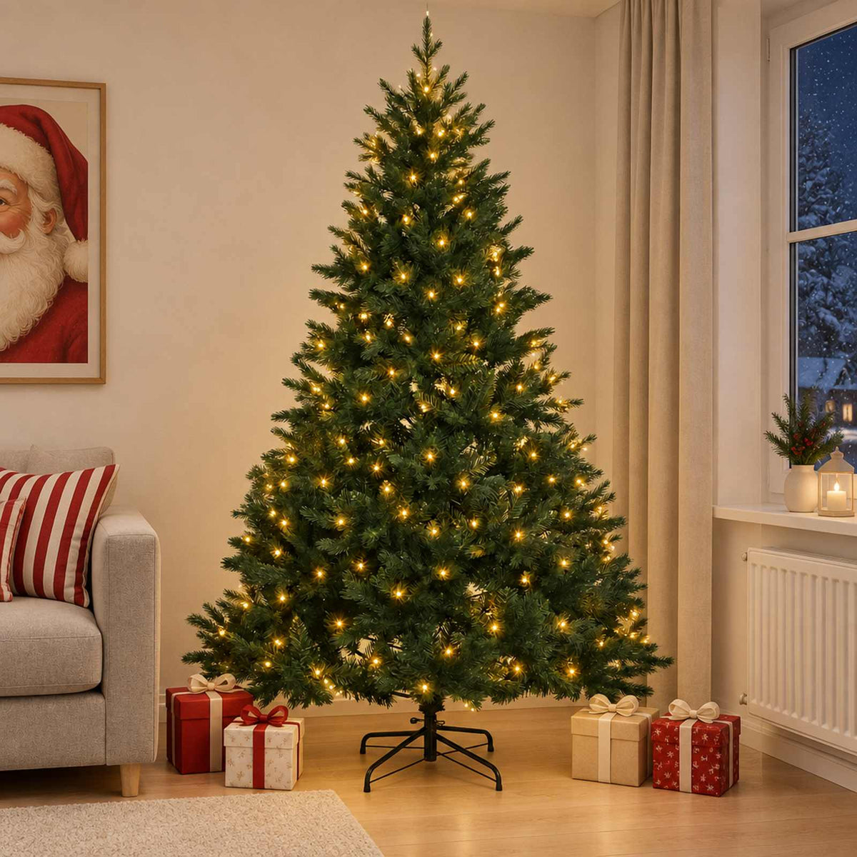 vidaXL Artificial Hinged Christmas Tree 120 cm 150 LEDs Warm White