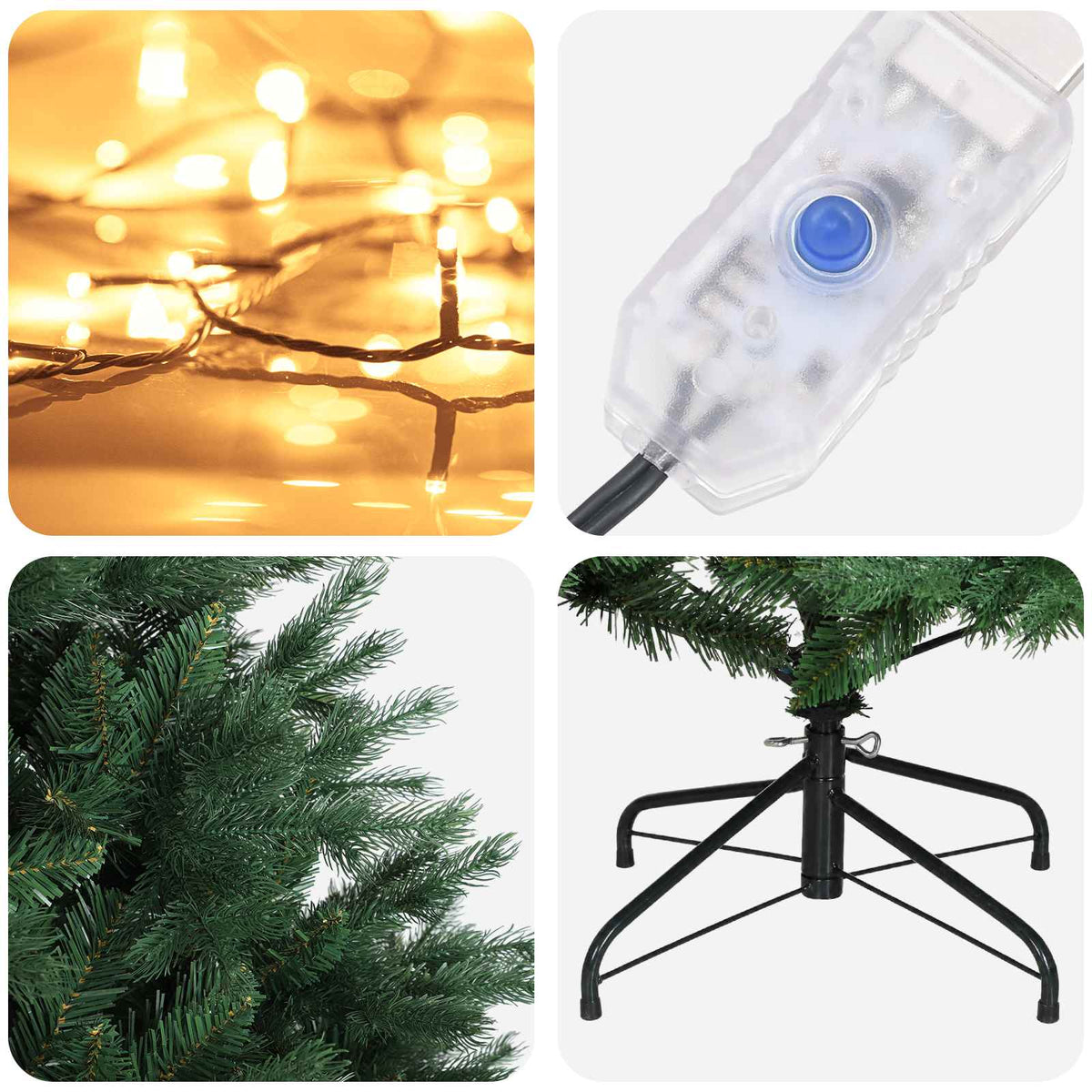 vidaXL Artificial Hinged Christmas Tree 120 cm 150 LEDs Warm White