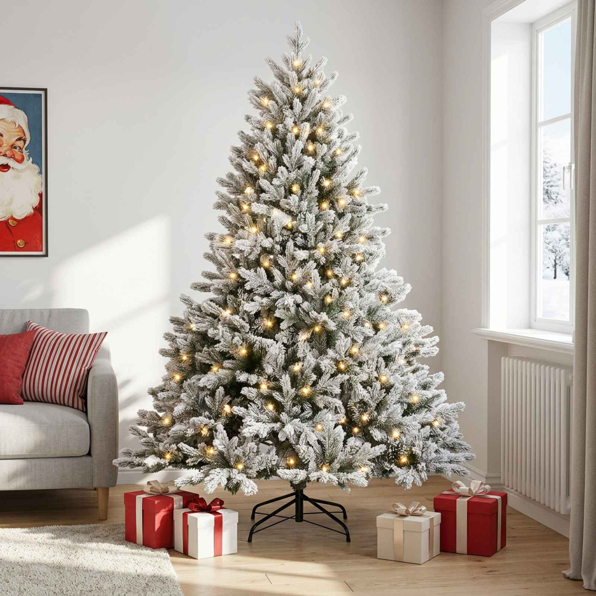 vidaXL Artificial Hinged Christmas Tree 150 cm 150 LEDs Warm White