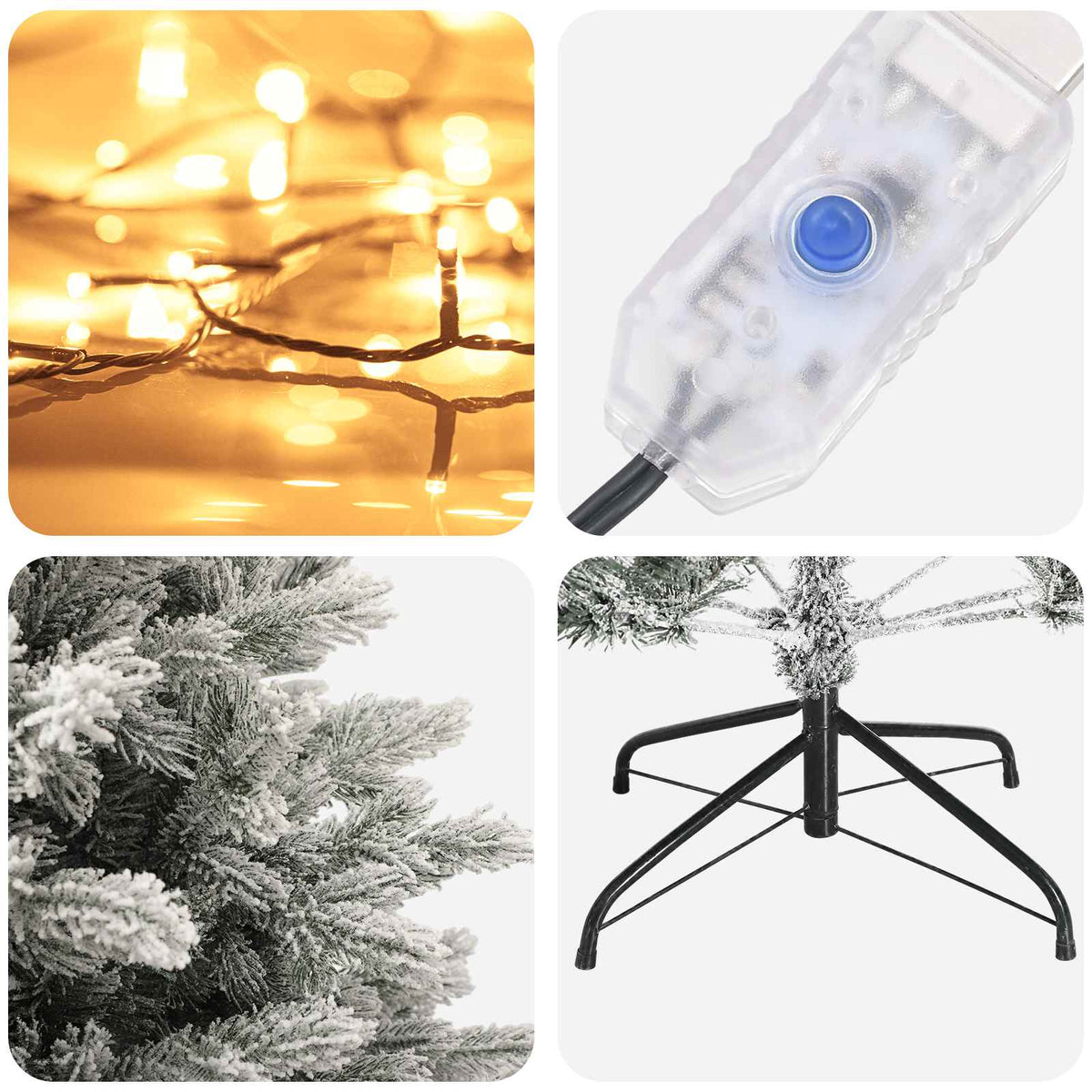 vidaXL Artificial Hinged Christmas Tree 150 cm 150 LEDs Warm White