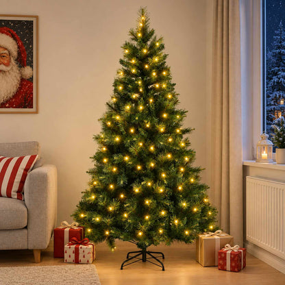 vidaXL Artificial Hinged Christmas Tree 120 cm 150 LEDs Warm White