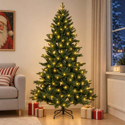 vidaXL Artificial Hinged Christmas Tree 150 cm 150 LEDs Warm White