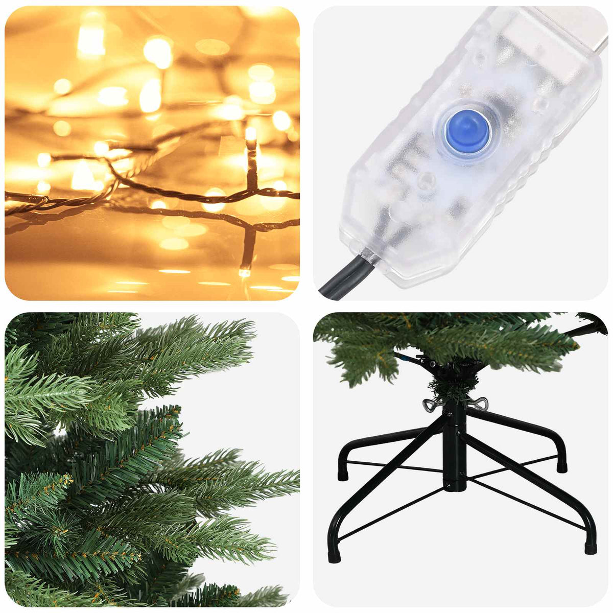 vidaXL Artificial Hinged Christmas Tree 150 cm 150 LEDs Warm White