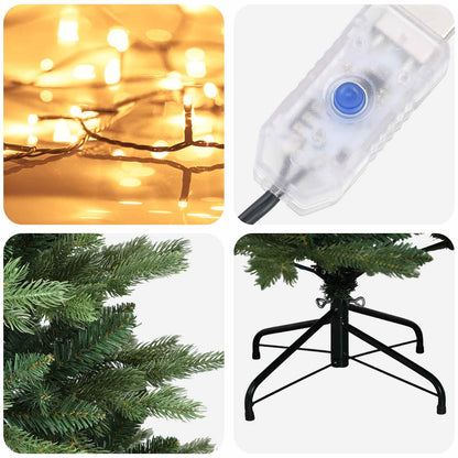 vidaXL Artificial Hinged Christmas Tree 150 cm 150 LEDs Warm White