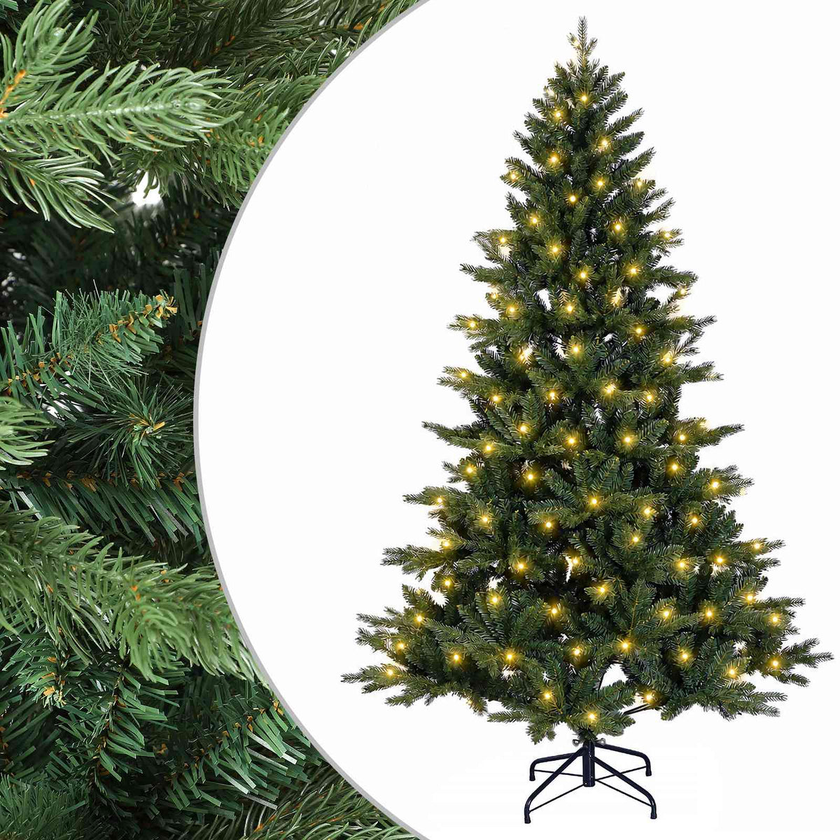 vidaXL Artificial Hinged Christmas Tree 150 cm 150 LEDs Warm White