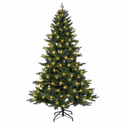 vidaXL Artificial Hinged Christmas Tree 150 cm 150 LEDs Warm White