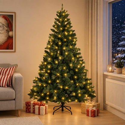 vidaXL Artificial Hinged Christmas Tree 120 cm 150 LEDs Warm White