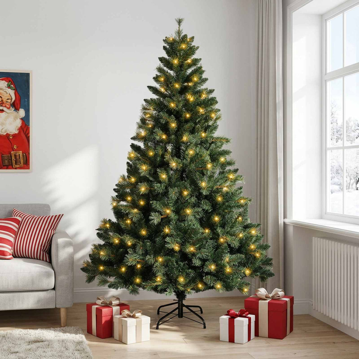 vidaXL Artificial Hinged Christmas Tree 120 cm 150 LEDs Warm White