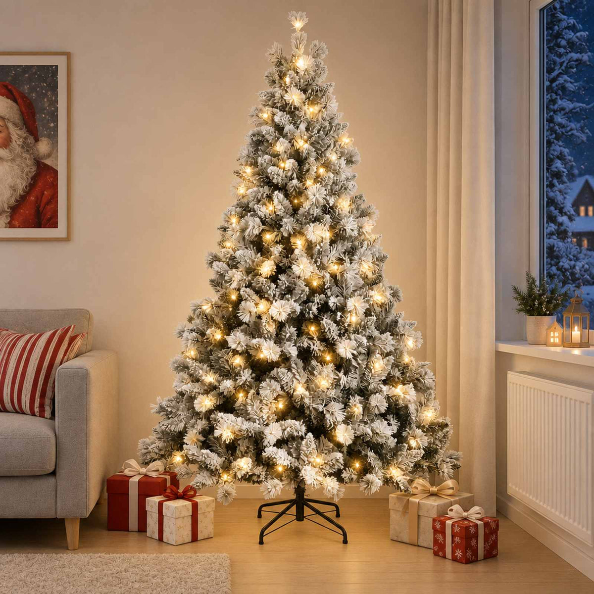 vidaXL Artificial Hinged Christmas Tree 120 cm 150 LEDs Warm White