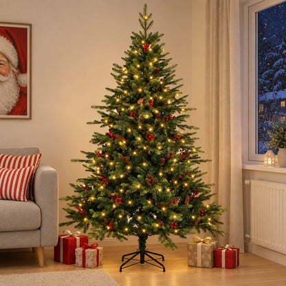 vidaXL Artificial Hinged Christmas Tree 120 cm 150 LEDs Warm White