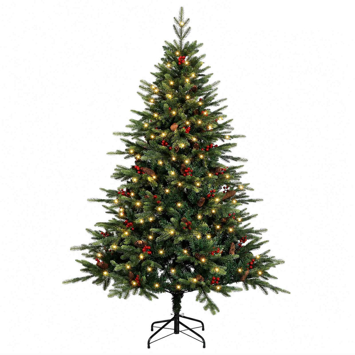 vidaXL Artificial Hinged Christmas Tree 120 cm 150 LEDs Warm White