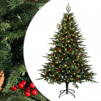 vidaXL Artificial Hinged Christmas Tree 150 cm 150 LEDs Warm White