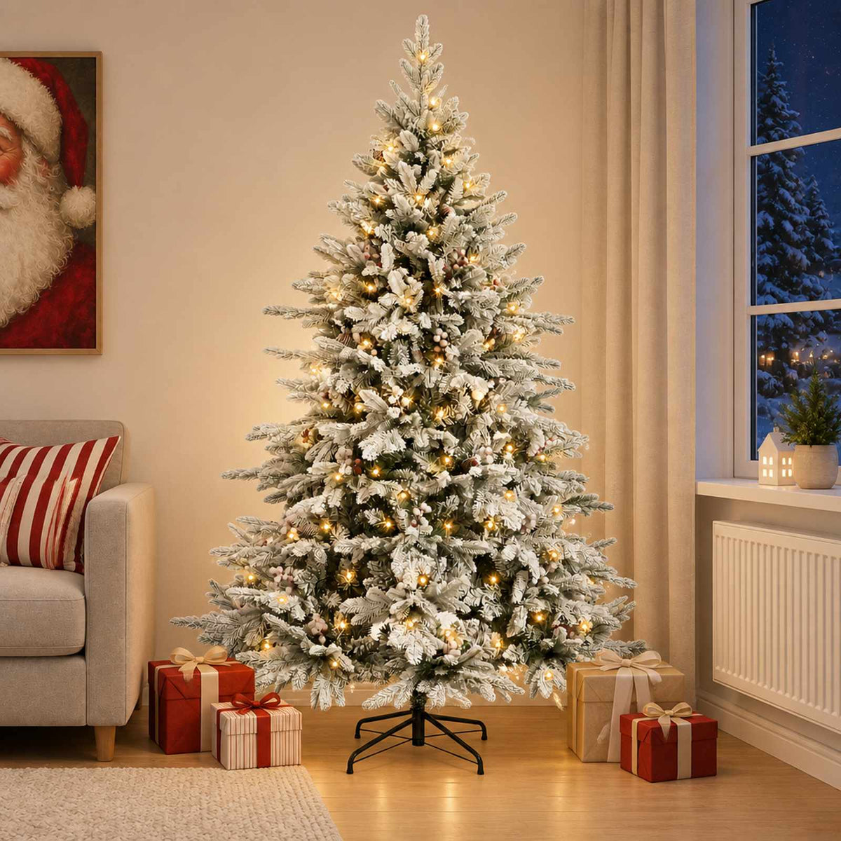 vidaXL Artificial Hinged Christmas Tree 150 cm 150 LEDs Warm White