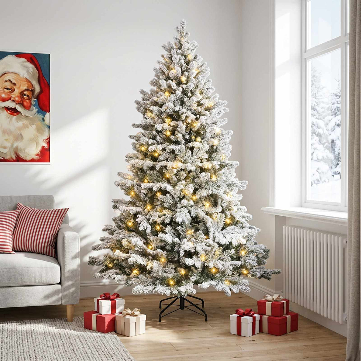 vidaXL Artificial Hinged Christmas Tree 150 cm 150 LEDs Warm White