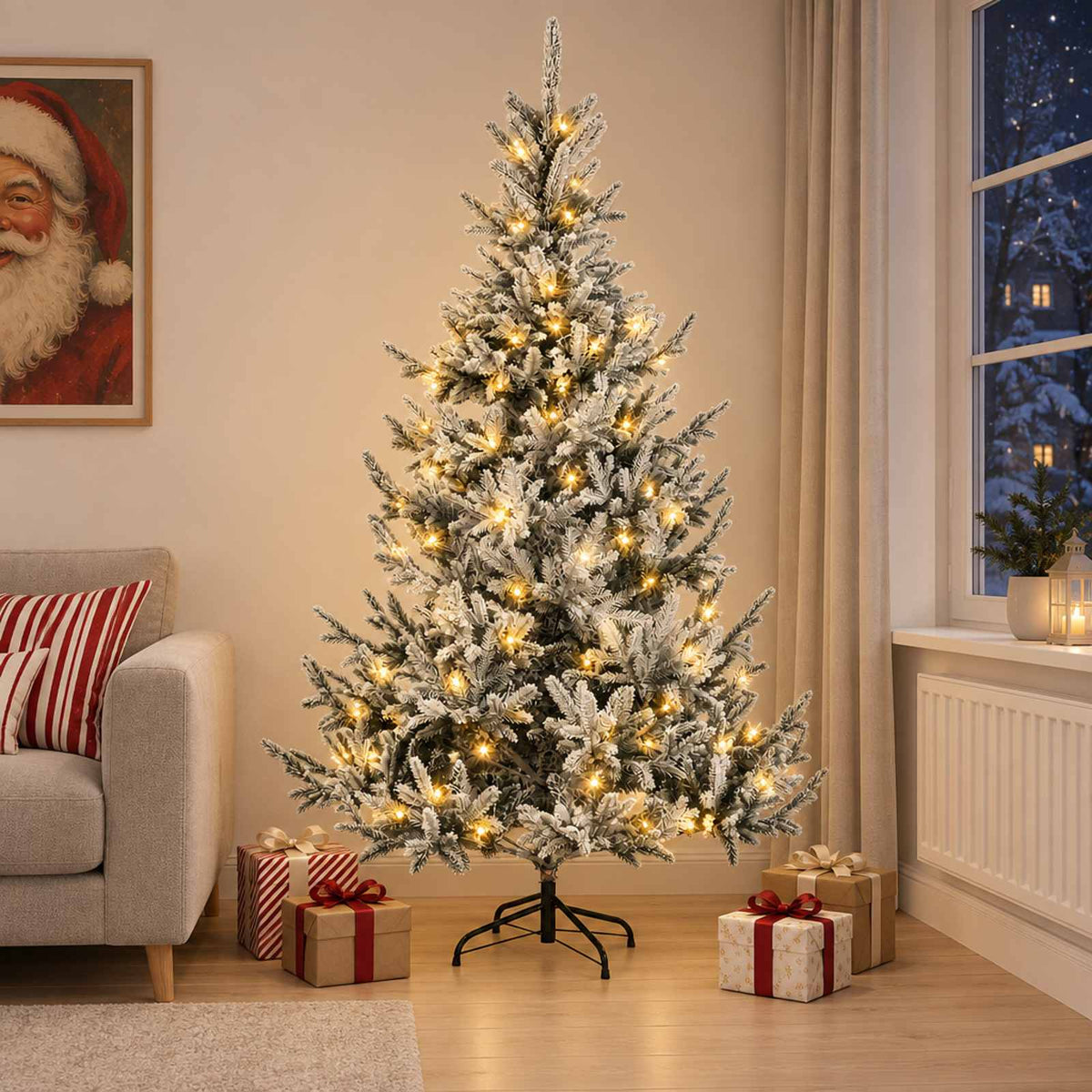 vidaXL Artificial Hinged Christmas Tree 150 cm 150 LEDs Warm White