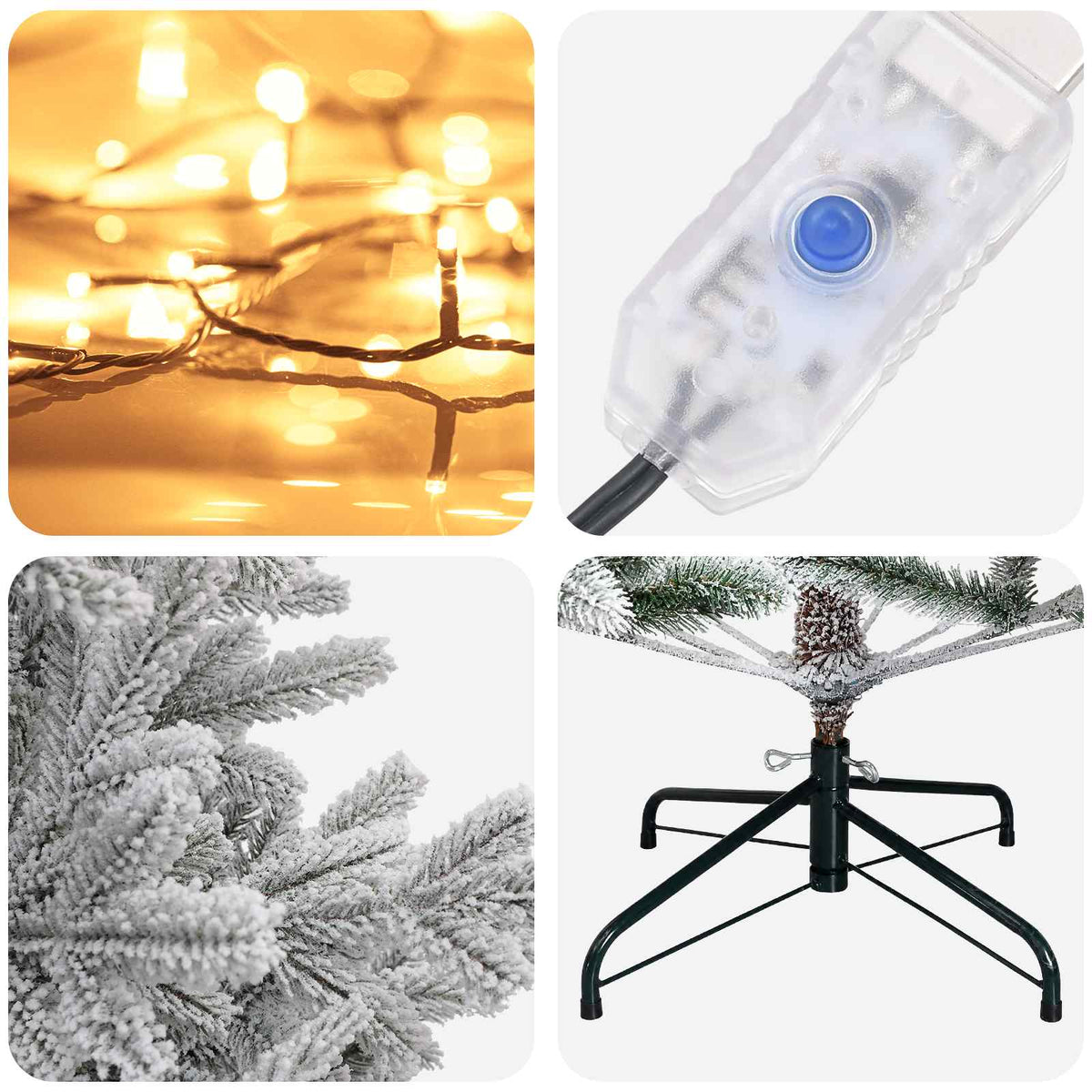 vidaXL Artificial Hinged Christmas Tree 150 cm 150 LEDs Warm White